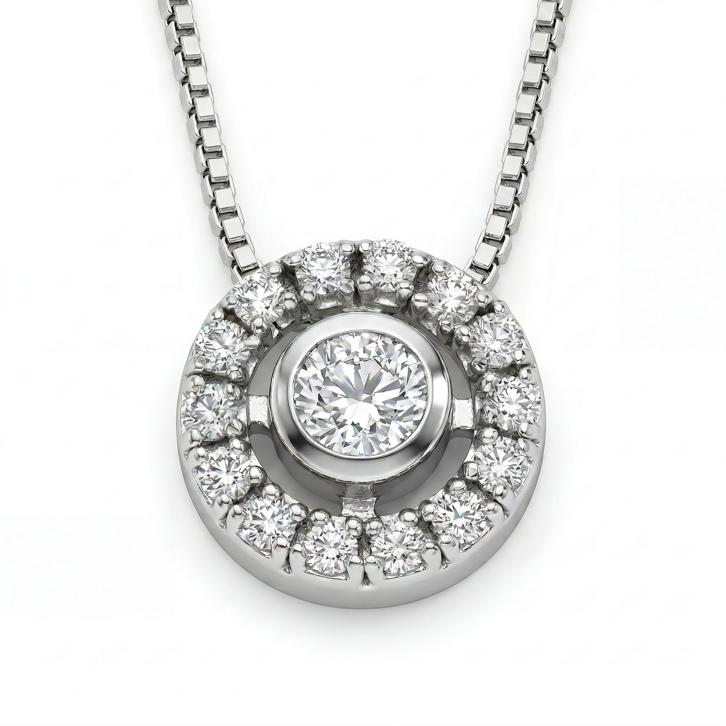 Colgante Punto de Luz Diamantes - Oro Blanco 18kt
