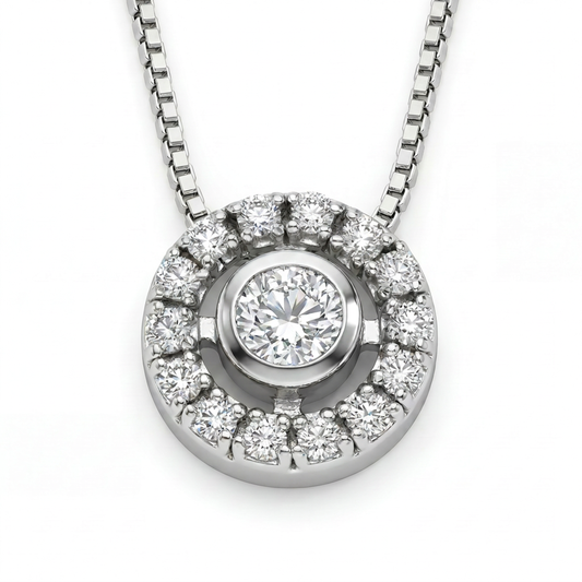 Colgante Punto de Luz Diamantes - Oro Blanco 18kt