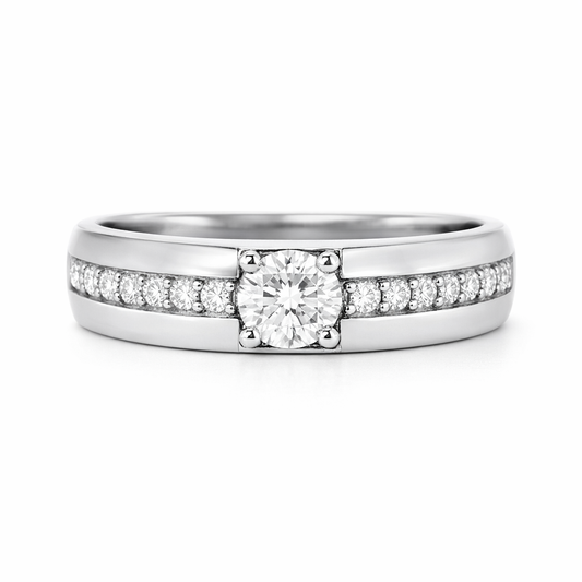 Anillo Compromiso Diamantes - Oro Blanco 18kt