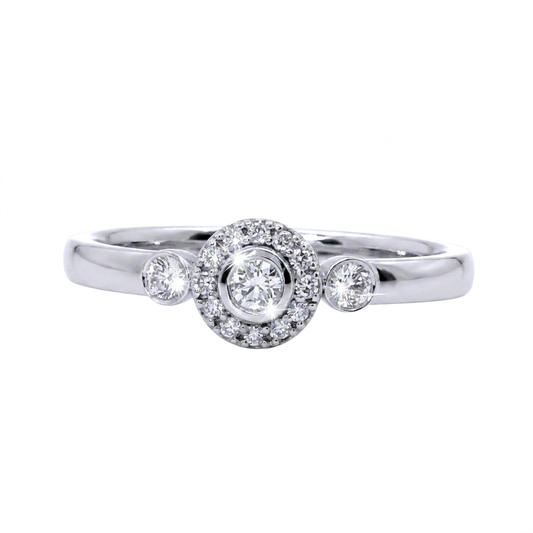 Anillo Compromiso Diamantes - Oro Blanco 18kt