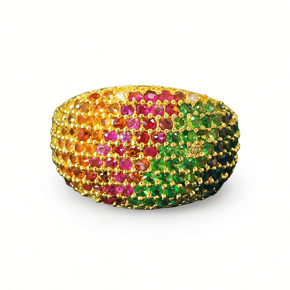 Anillo Rainbow Zafiros y Diamantes - Oro Amarillo 18kt