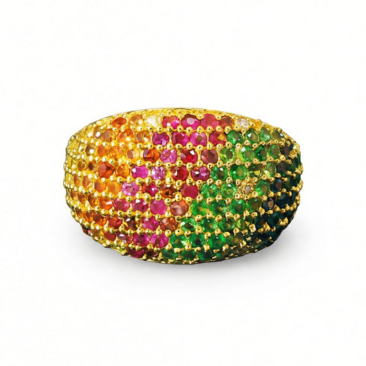 Anillo Rainbow Zafiros y Diamantes - Oro Amarillo 18kt