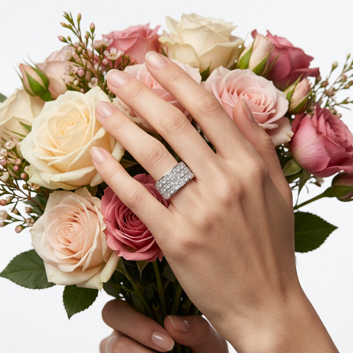 Anillo Compromiso Diamantes - Oro Blanco 18kt