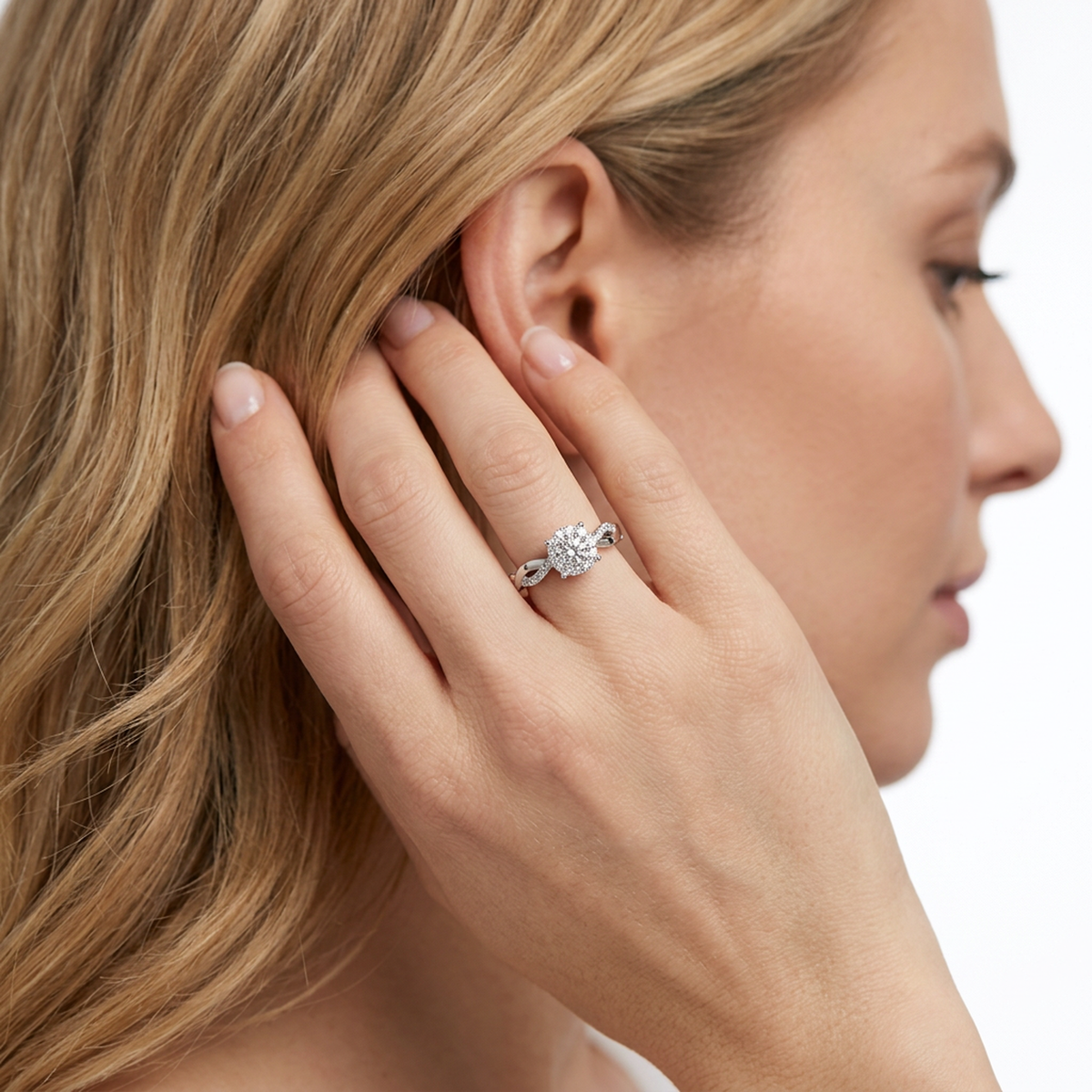 Anillo Compromiso Diamantes - Oro Blanco 18kt
