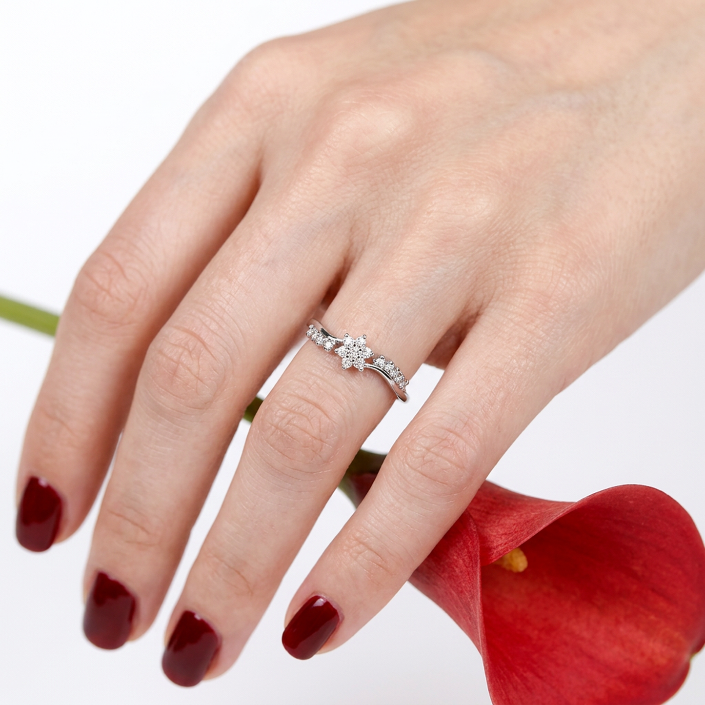 Anillo de Compromiso Diamantes - Oro Blanco 18kt