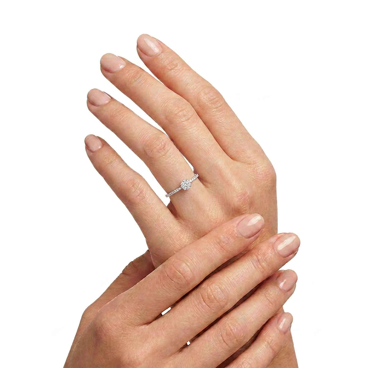 Anillo Compromiso Diamantes - Oro Blanco 18kt