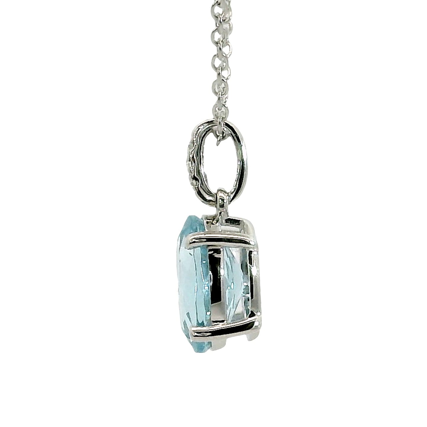Colgante Aguamarina y Diamantes - Oro Blanco 14kt