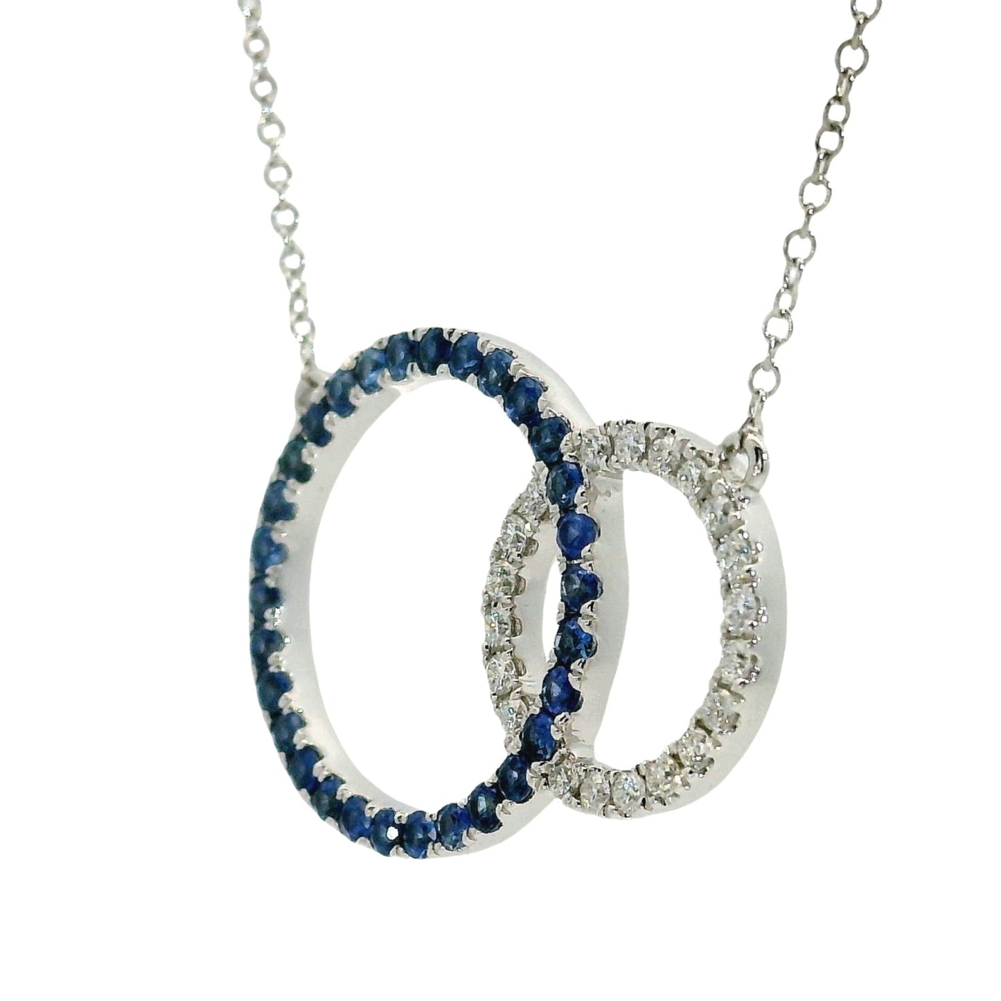 Colgante Zafiros y Diamantes - Oro Blanco 14kt