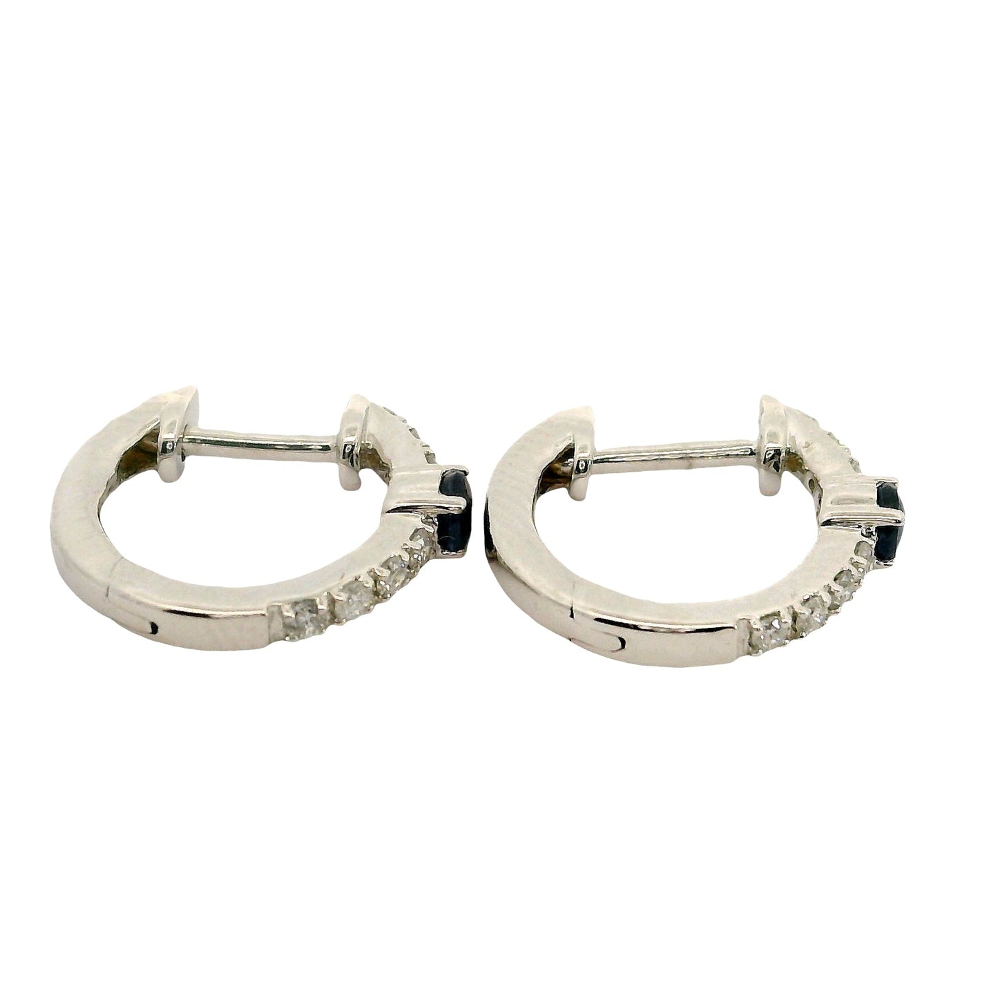 Aros Zafiros y Diamantes - Oro Blanco 14kt