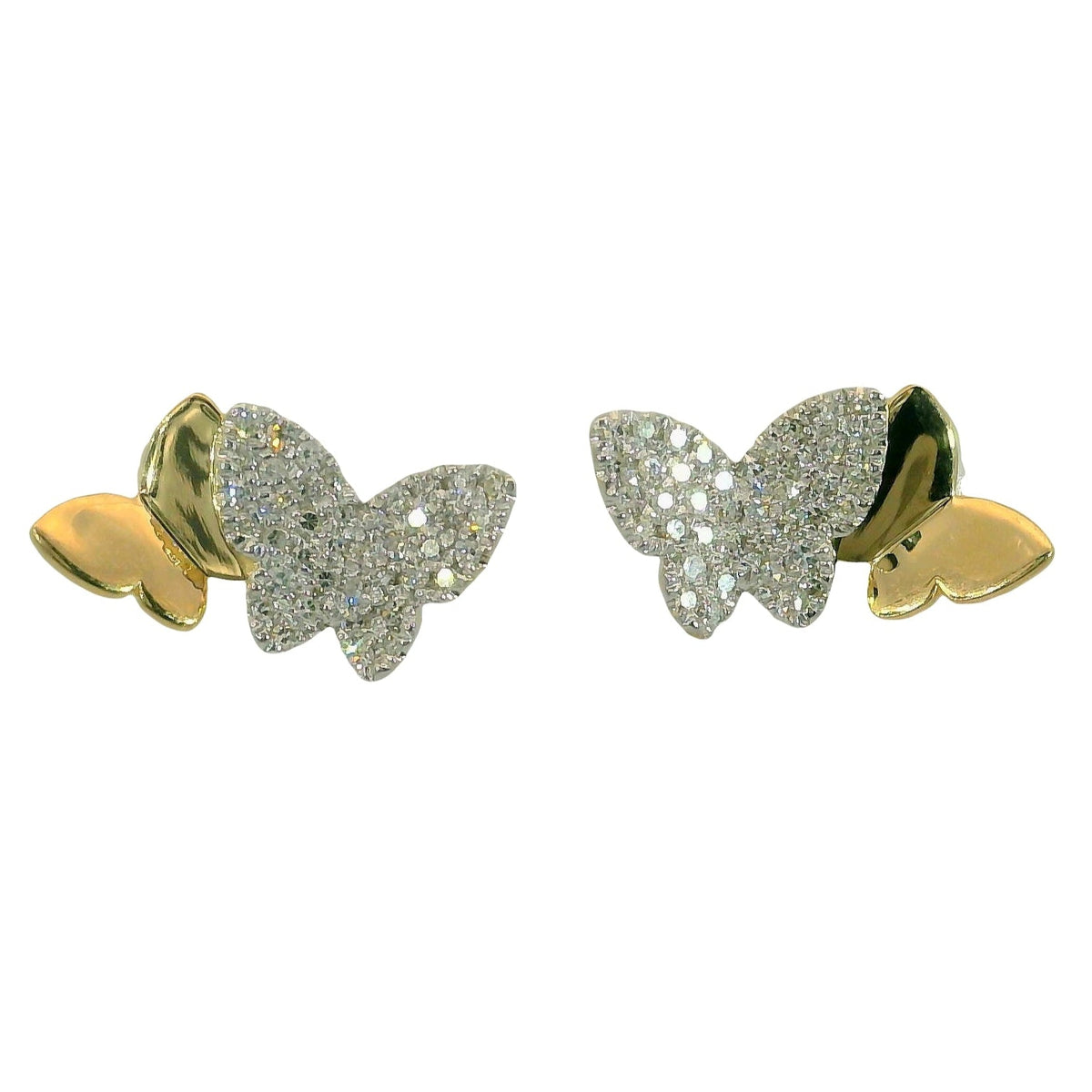 Aros Diamantes Mariposas - Oro Amarillo 14kt