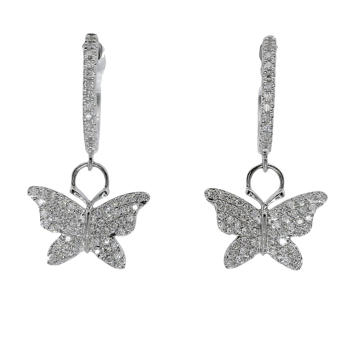 Aros Argolla Mariposas - Oro Blanco 14kt