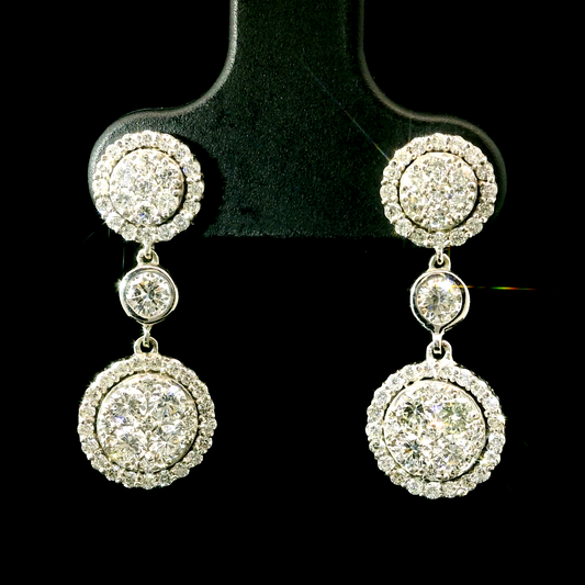 Aros Colgantes Diamantes - Oro Blanco 18kt