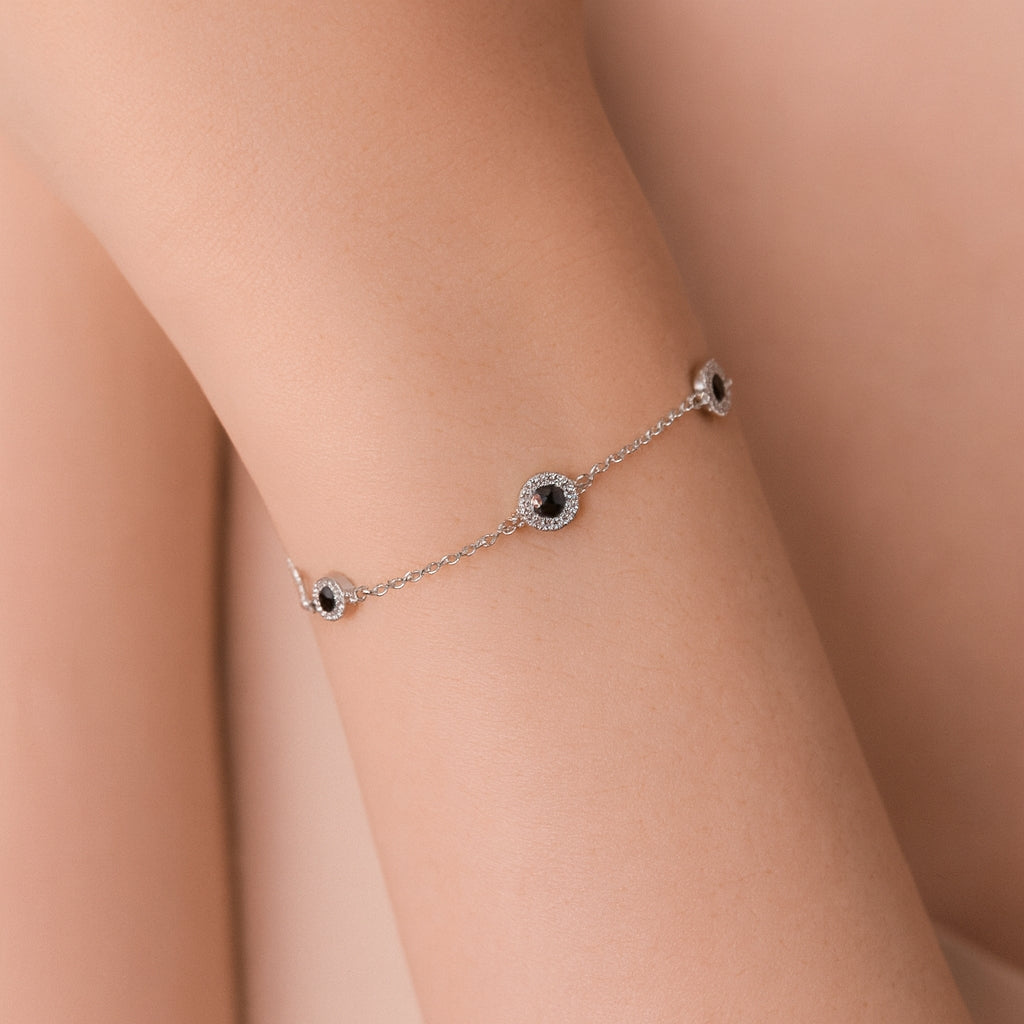 Pulsera Zafiros y Diamantes - Oro Blanco 18kt