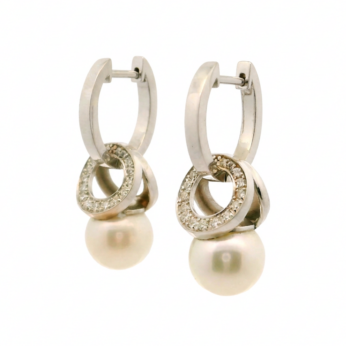 Aros Argolla y Perlas - Oro Blanco 18kt