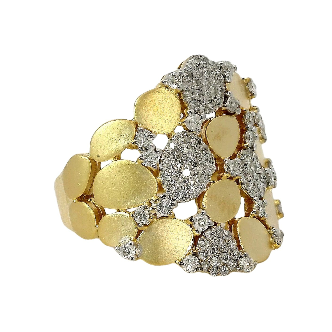 Anillo Ancho Diamantes - Oro Amarillo 14kt