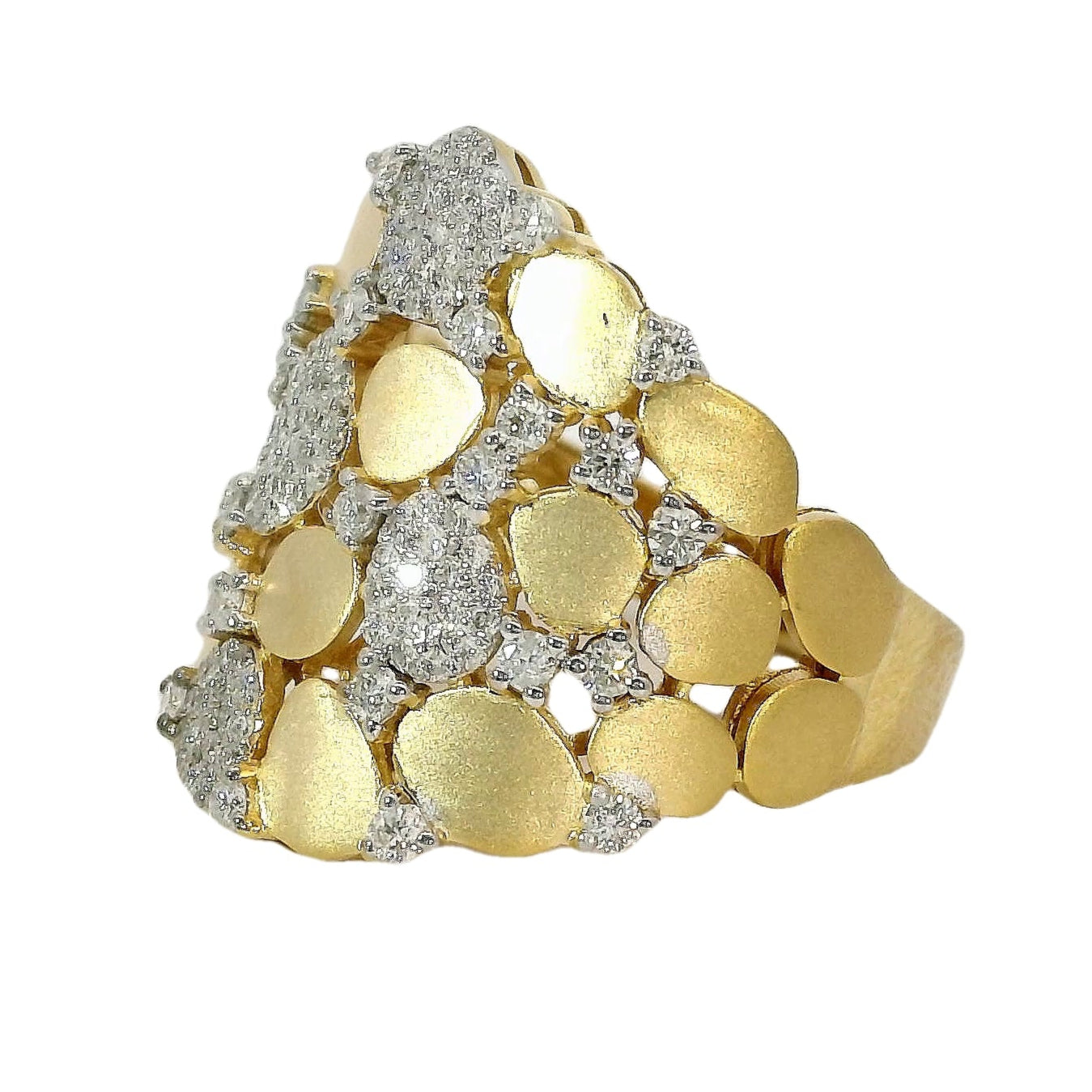 Anillo Ancho Diamantes - Oro Amarillo 14kt