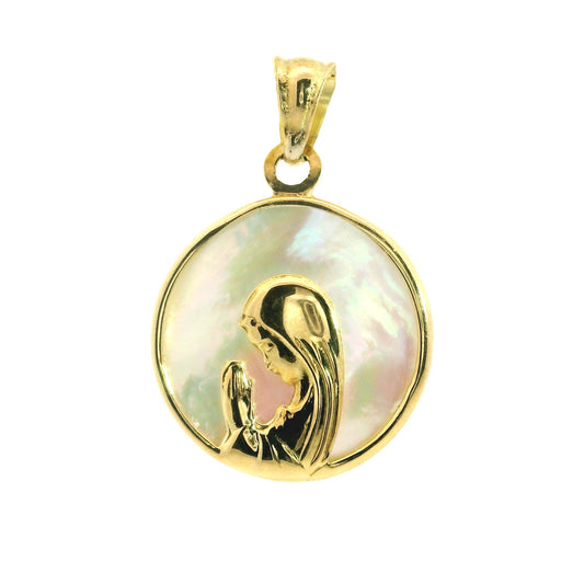 Medalla Virgen Niña - Nácar y Oro Amarillo 18kt
