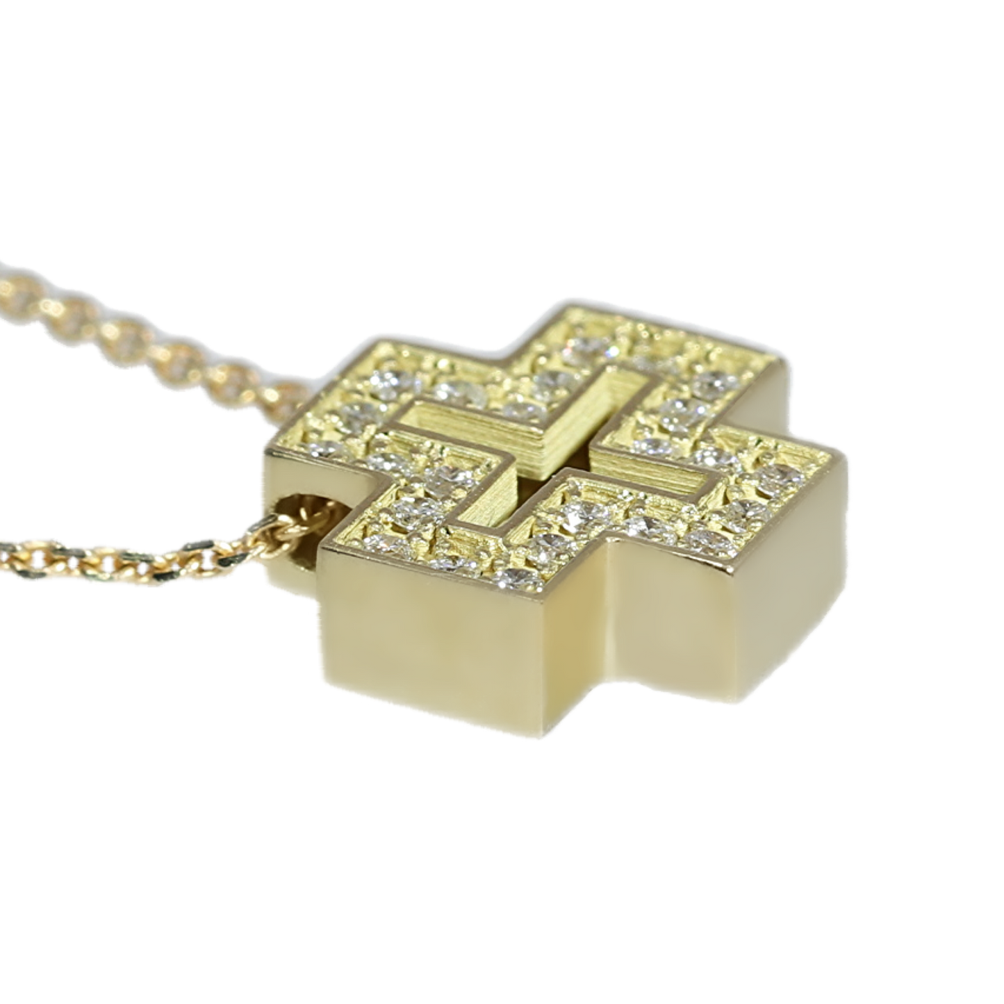 Colgante Cruz Diamantes - Oro Blanco 18kt