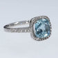 Anillo Aguamarina y Diamantes - Oro Blanco 18kt