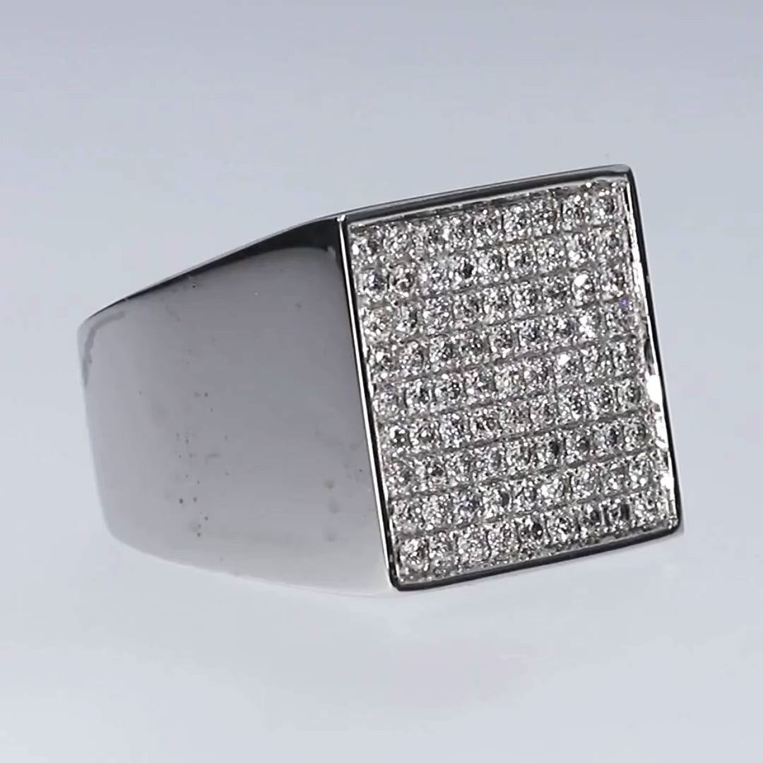 Anillo Sello Diamantes Oro Blanco 18kt Krauborg