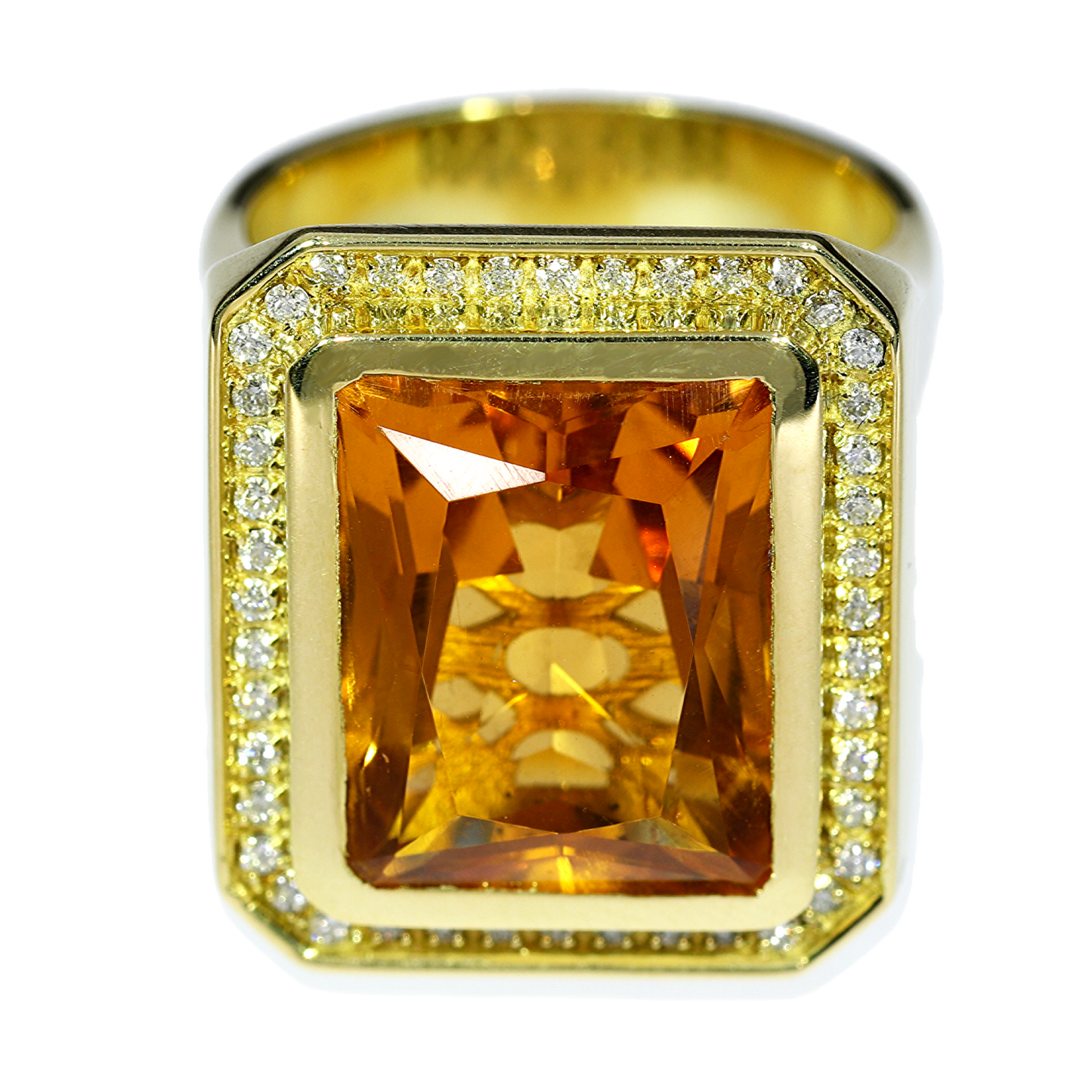 Anillo Citrino y Diamantes - Oro Amarillo 18kt