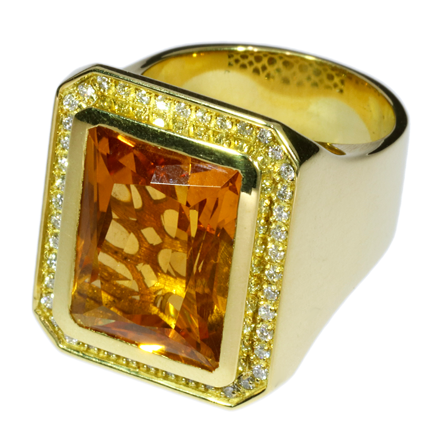 Anillo Citrino y Diamantes - Oro Amarillo 18kt