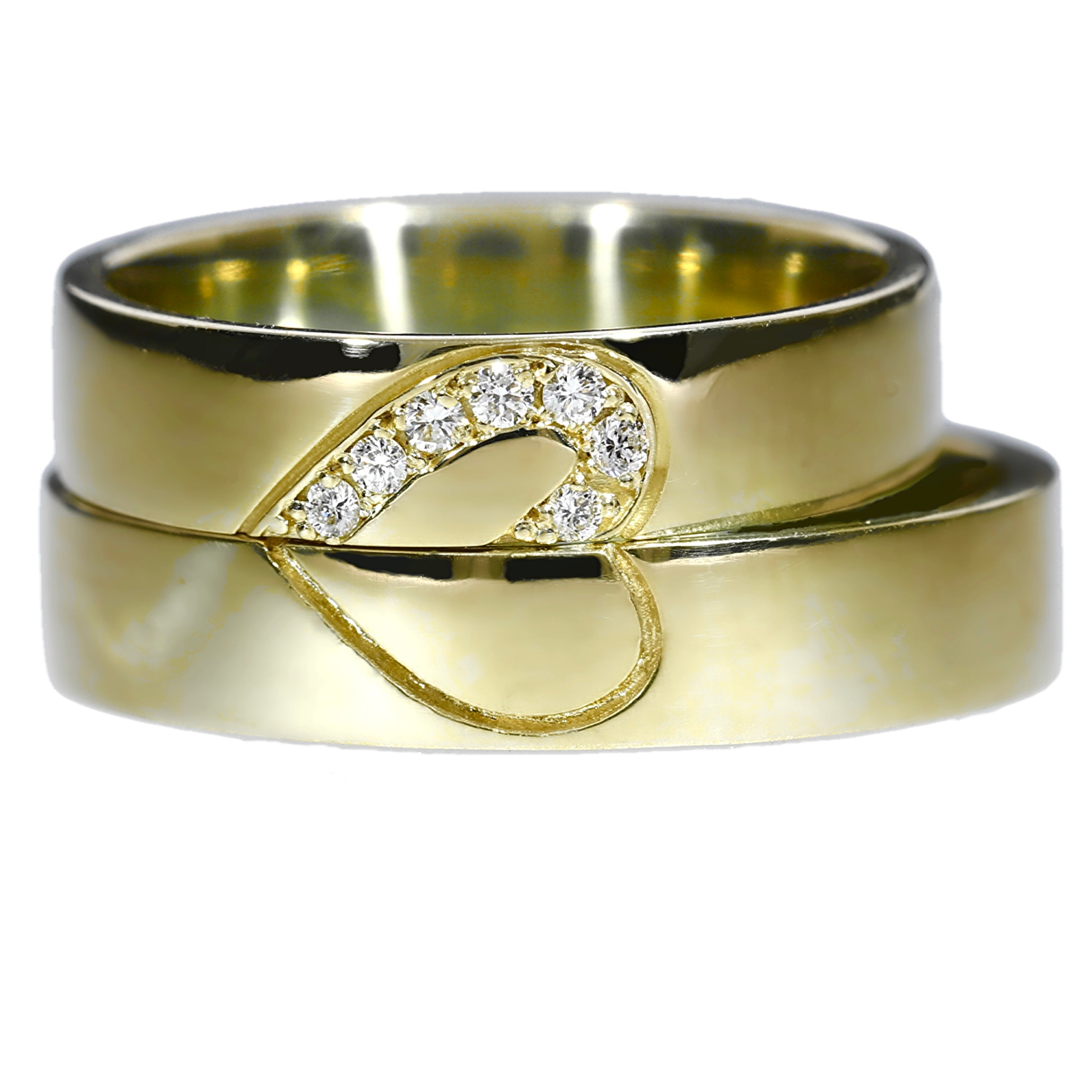 Argollas de Matrimonio Planas con Diamantes Oro Amarillo 18kt