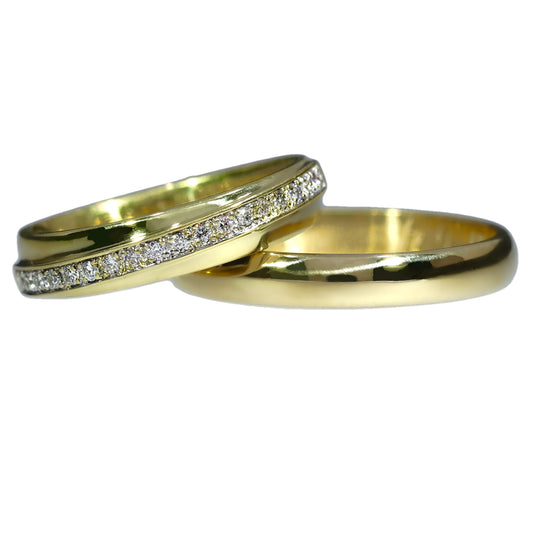 Argollas de Matrimonio Inglesas con Diamantes - Oro Amarillo 18kt