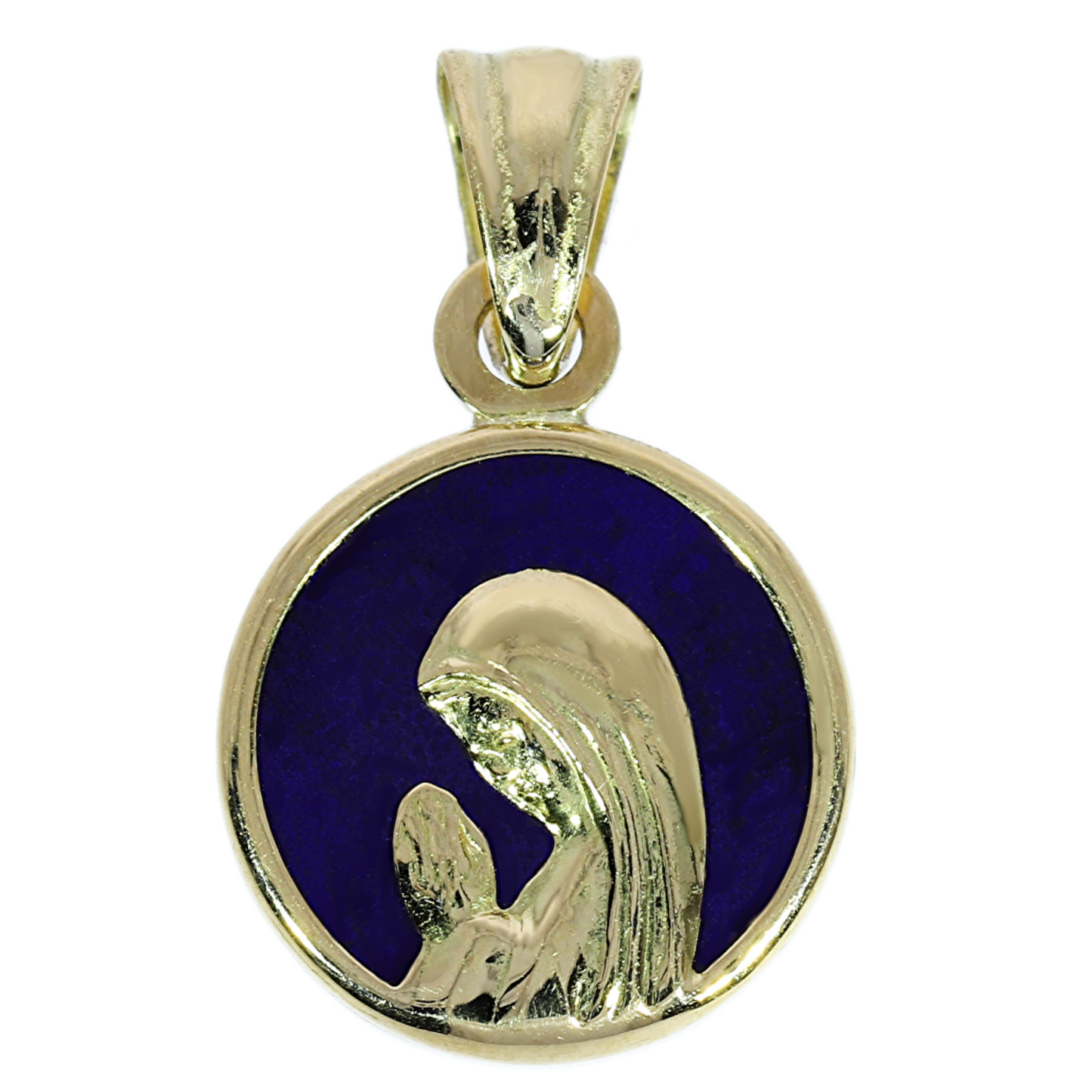 Medalla Virgen Niña Lápislázuli - Oro Amarillo 18kt