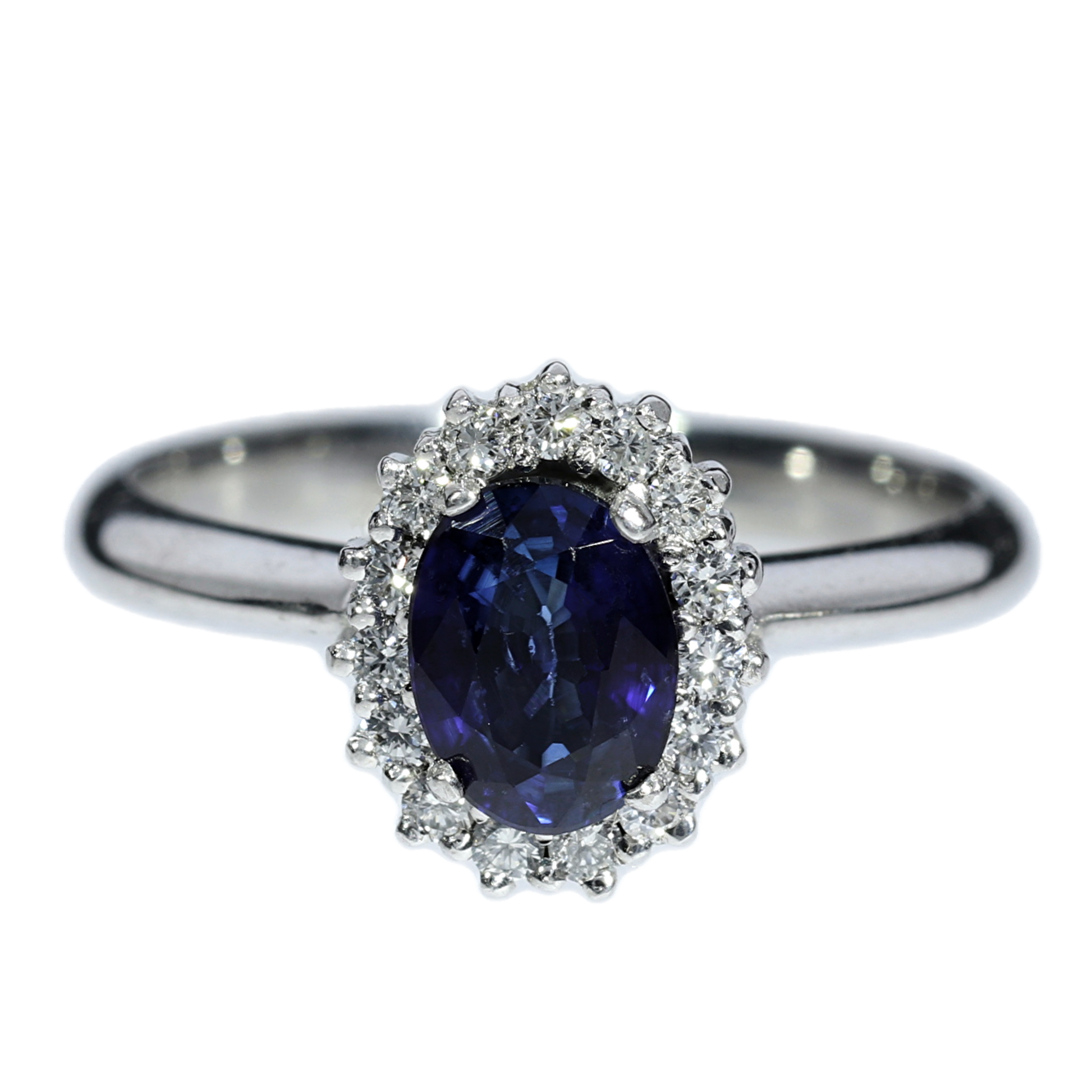 Anillo Zafiro y Diamantes Oro Blanco 18kt Krauborg