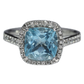 Anillo Aguamarina y Diamantes - Oro Blanco 18kt