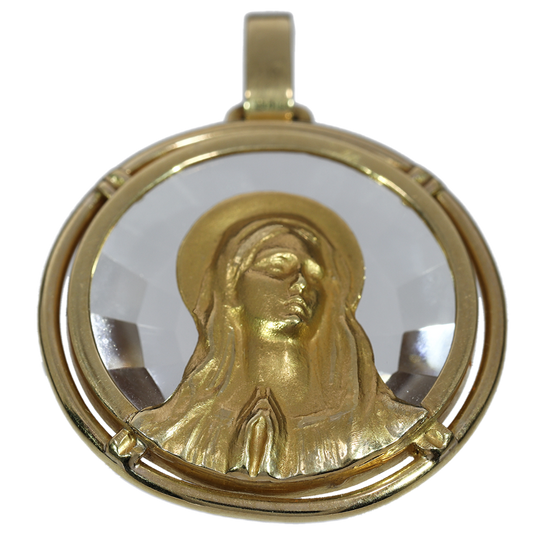 Medalla Virgen Cristal - Oro Amarillo 18kt