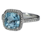 Anillo Aguamarina y Diamantes - Oro Blanco 18kt