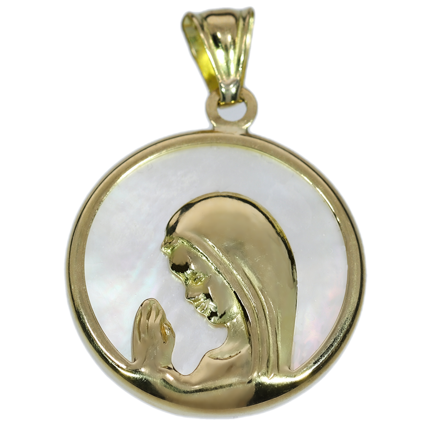 Medalla Virgen Niña Nácar - Oro Amarillo 18kt